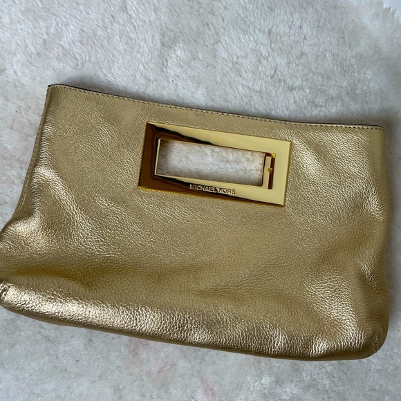 Michael Kors Metallic Gold Clutch - Picture 1 of 5